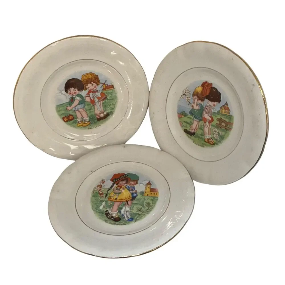 Childrens Antique Plates Made in France Whimsical